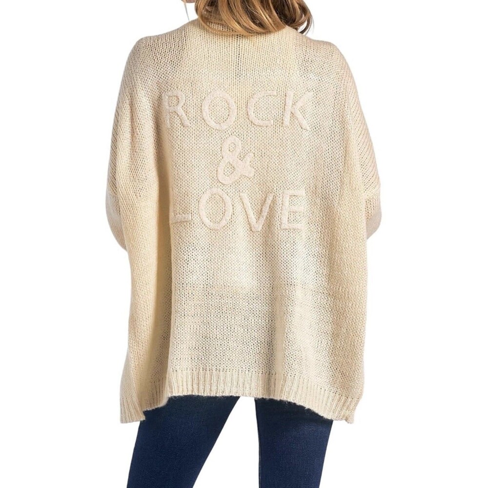 Elan Giselle White Super Soft & Cozy Open Knit Rock & Love Relax Fit Cardigan OS